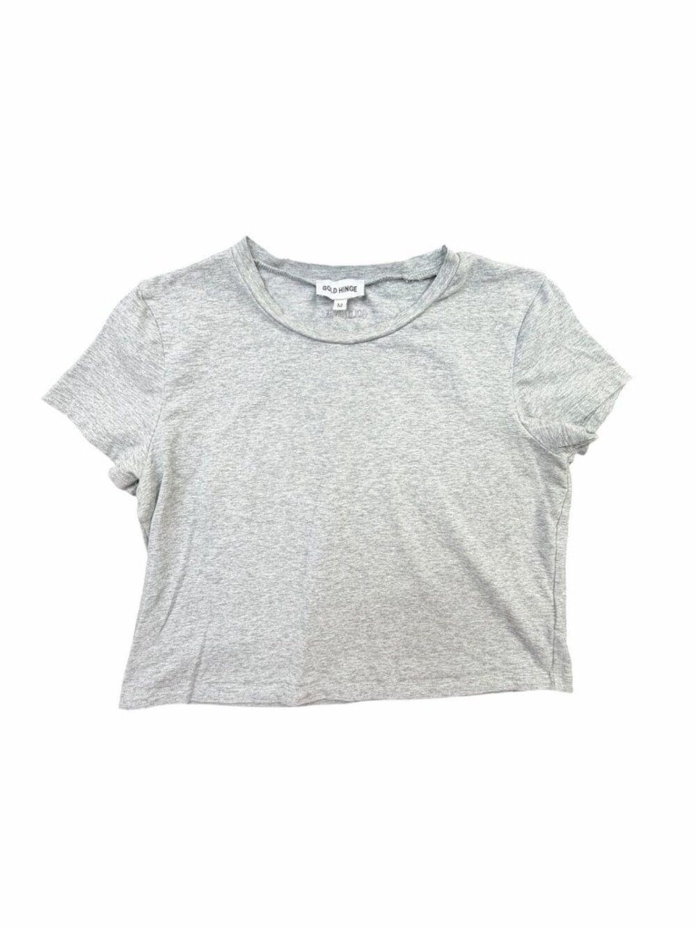 Gold Hinge Cropped T Shirt Womens Medium Gray Short Sleeve Casual Basic
